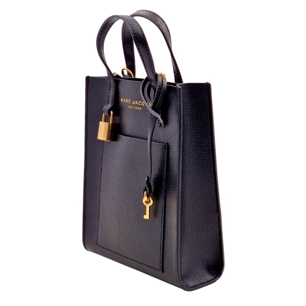 Marc Jacobs black leather micro tote crossbody bag